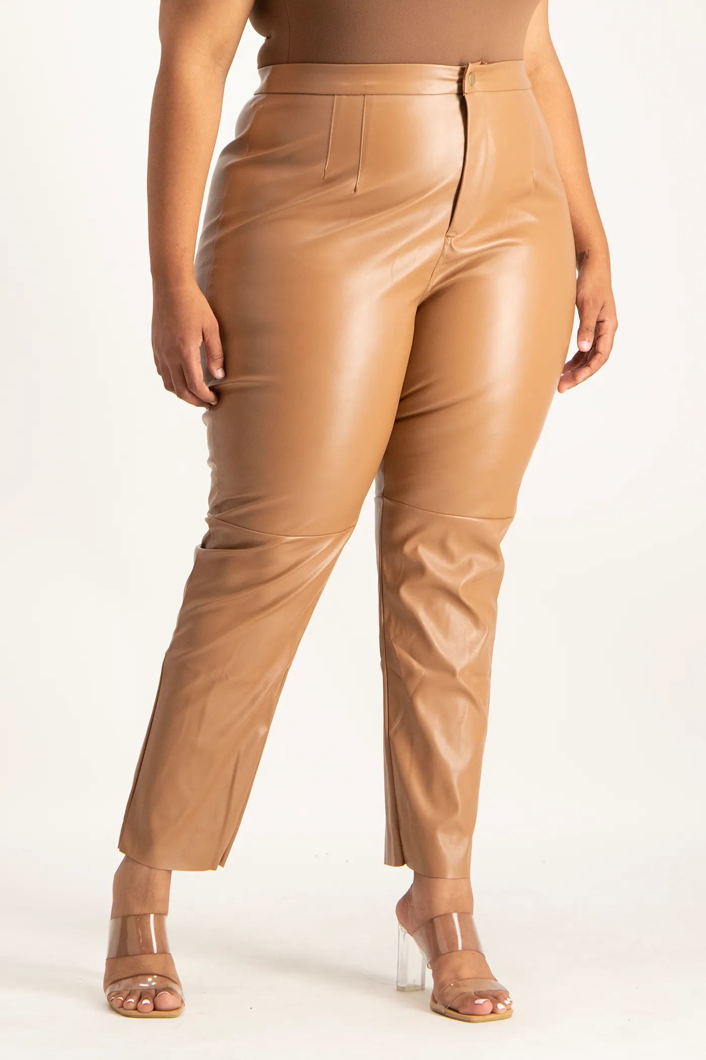 Esme Faux Leather Pants - Camel