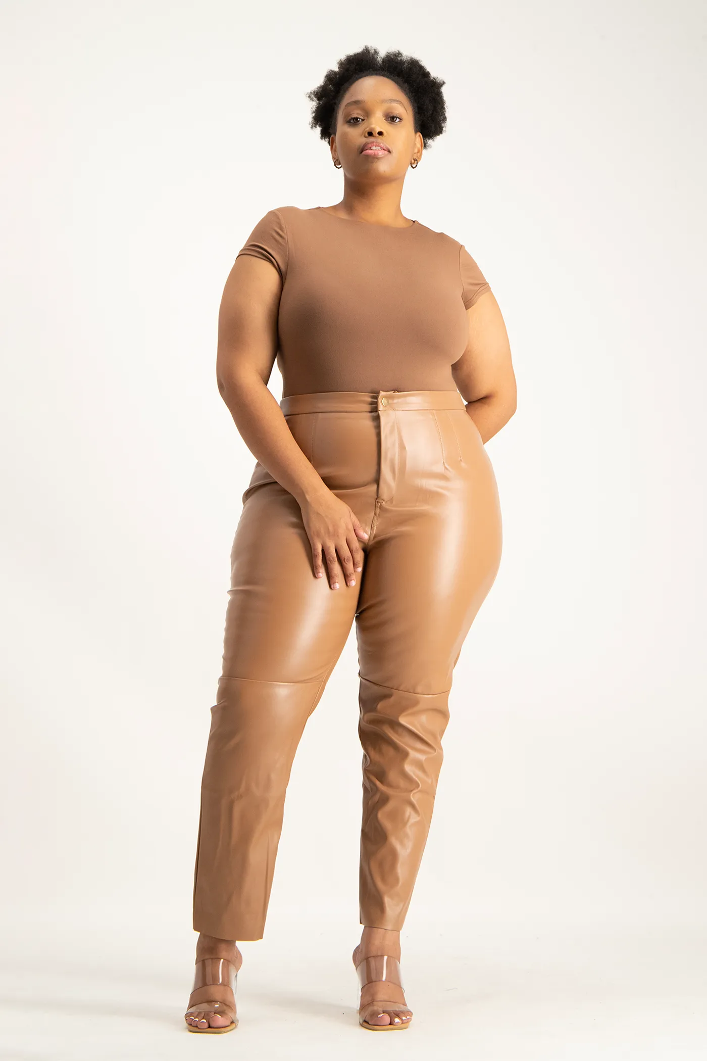 Esme Faux Leather Pants - Camel