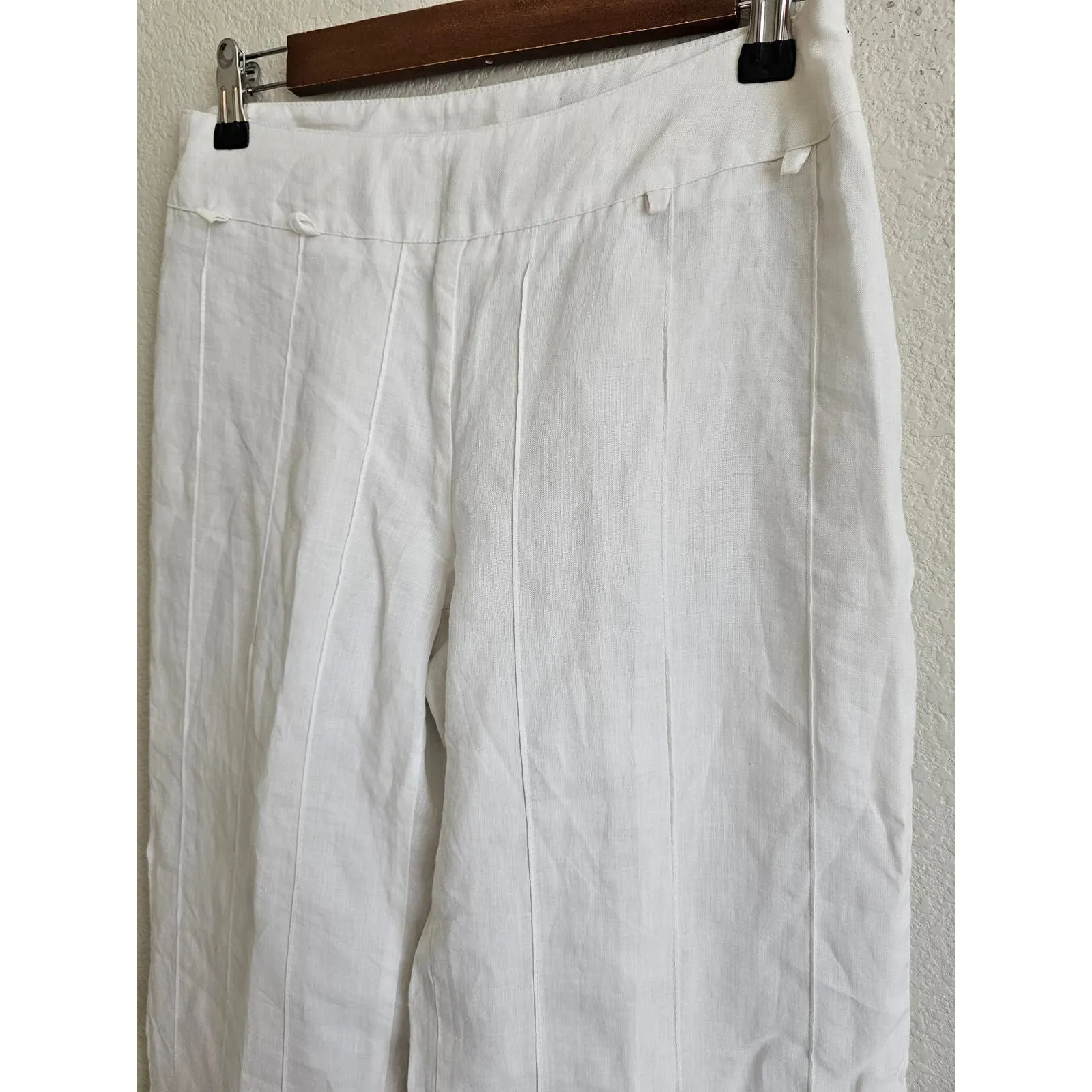 Essence Womens Sz S 100% Line Wide Leg Pants White Beach