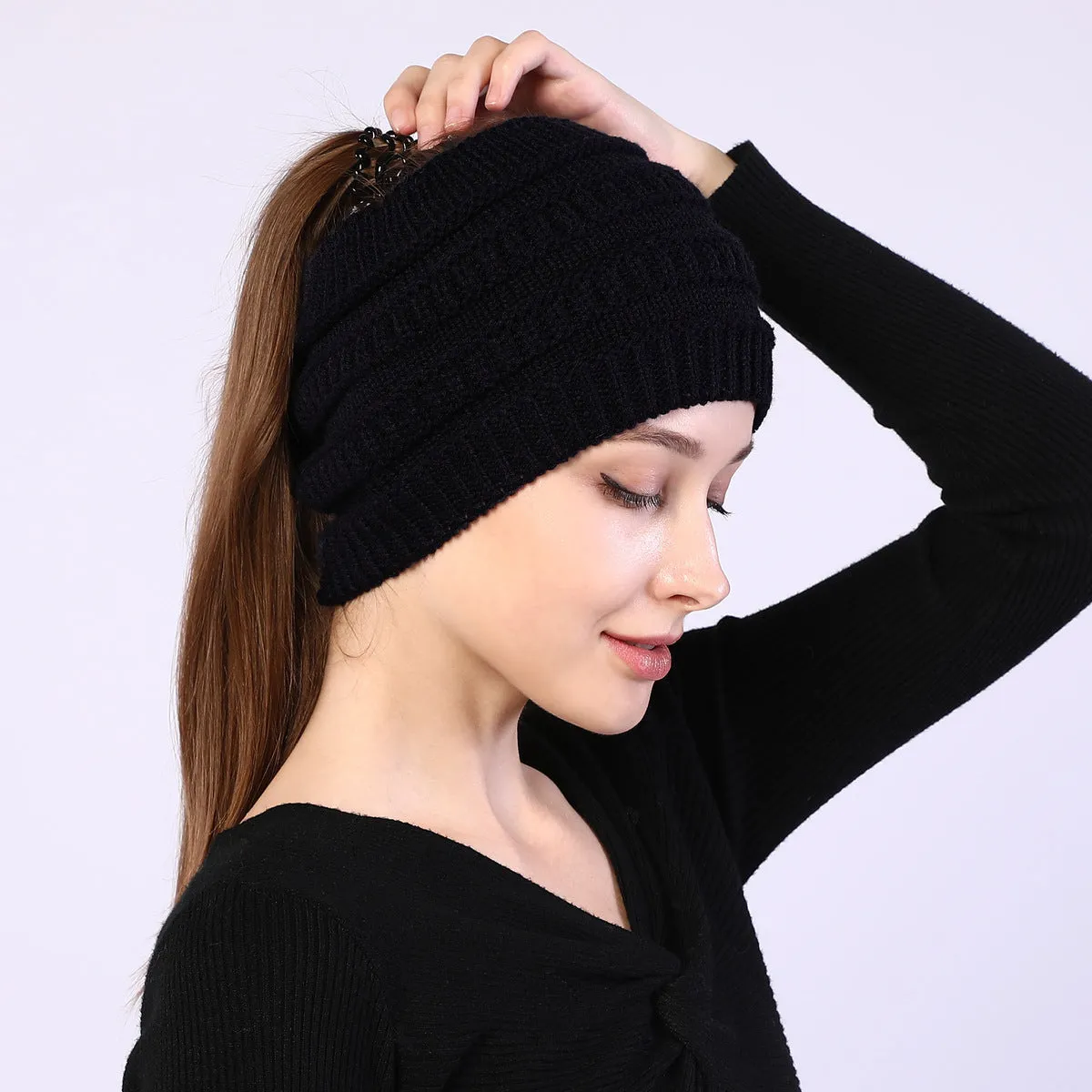 Fancydresswale Knitted Wool Headband for Women Cozy Soft & Stylish Winter Accessory Head Cover Black