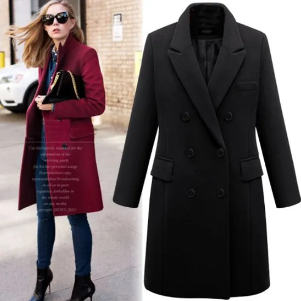 Fashion Solid Color Long Wool Coat