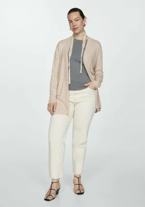 Fine-knit cardigan - Light/pastel Brown