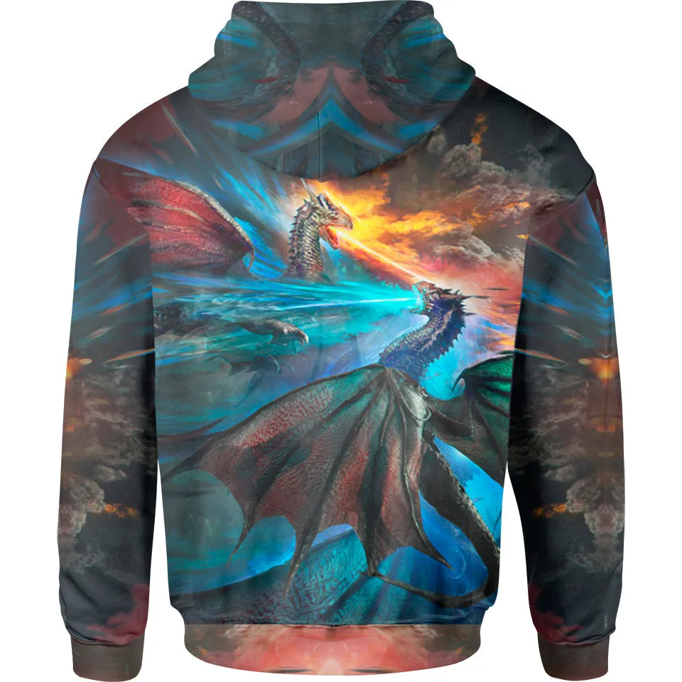 Fire and Ice Dragons Pullover Hoodie