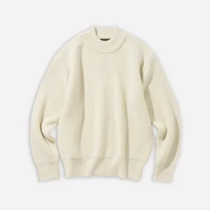 FISHERMAN WOOL CREW NECK KNIT - CREAM