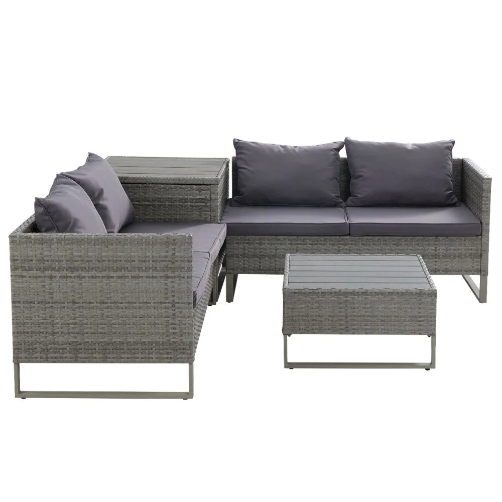 Gardeon 4-Seater Outdoor Sofa Furniture Lounge Set Wicker Setting Grey