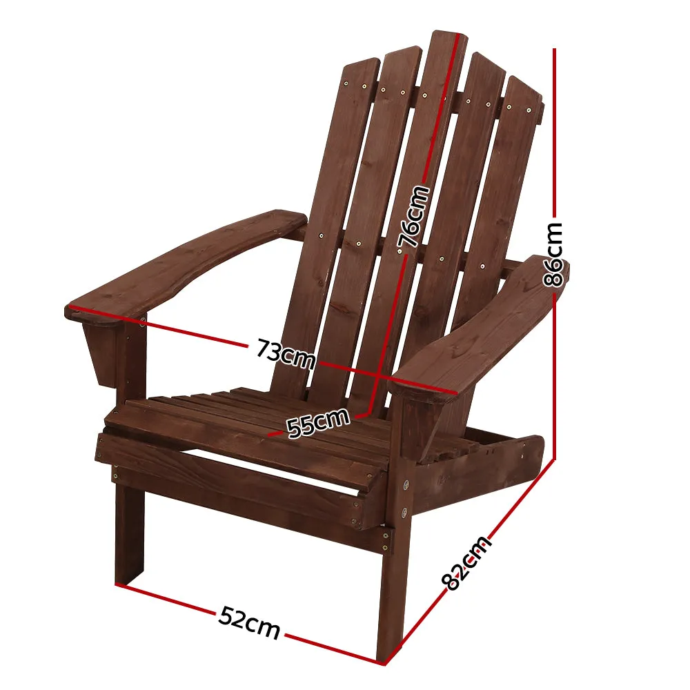 Gardeon Adirondack Outdoor Chairs Wooden Beach Chair Patio Furniture Garden Brown