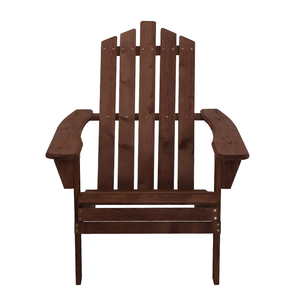 Gardeon Adirondack Outdoor Chairs Wooden Beach Chair Patio Furniture Garden Brown