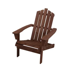 Gardeon Adirondack Outdoor Chairs Wooden Beach Chair Patio Furniture Garden Brown