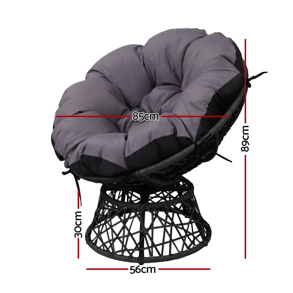 Gardeon Outdoor Chairs Outdoor Furniture Papasan Chair Wicker Patio Garden Black