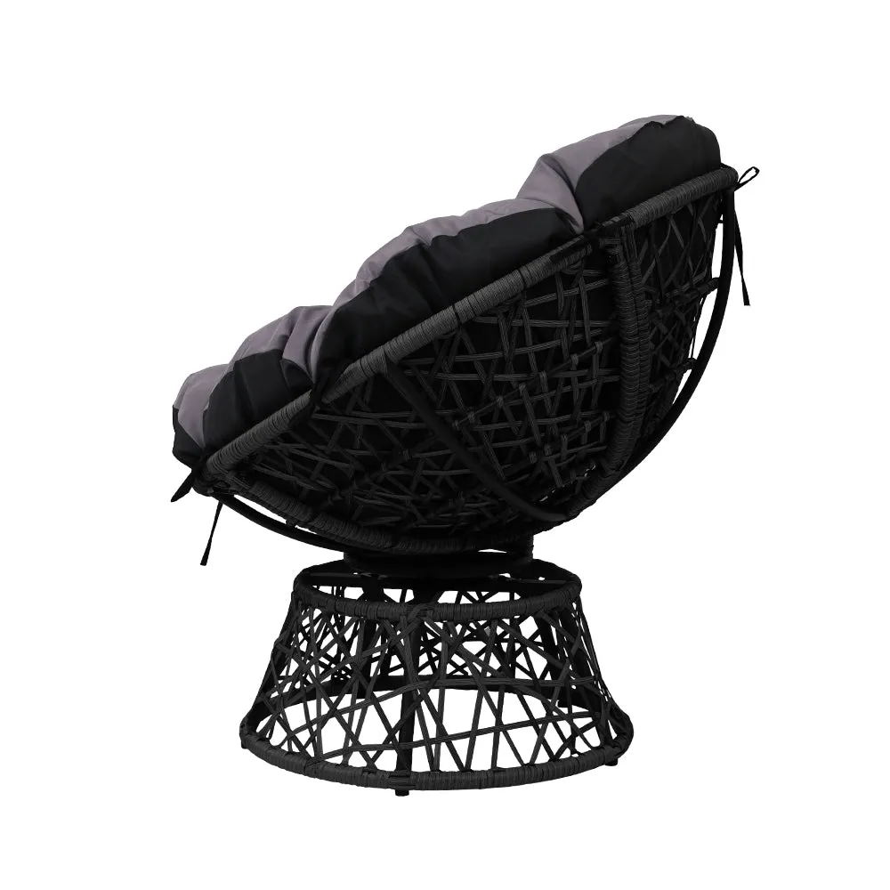 Gardeon Outdoor Chairs Outdoor Furniture Papasan Chair Wicker Patio Garden Black