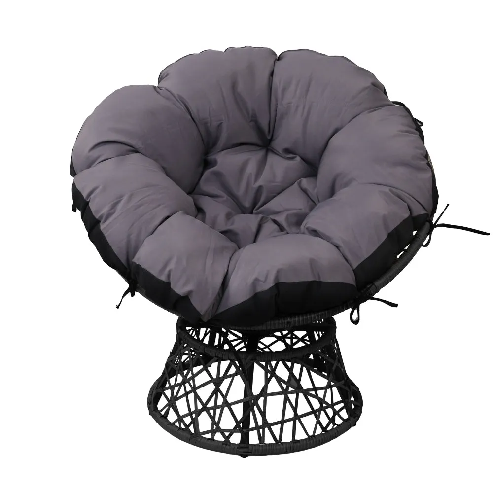 Gardeon Outdoor Chairs Outdoor Furniture Papasan Chair Wicker Patio Garden Black