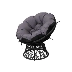 Gardeon Outdoor Chairs Outdoor Furniture Papasan Chair Wicker Patio Garden Black