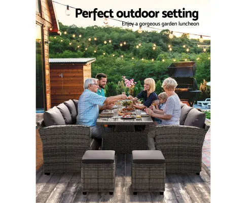 Gardeon Outdoor Dining Set Wicker Table Chairs Setting 8 Seater