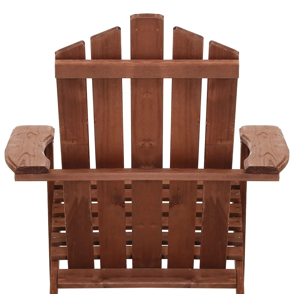 Gardeon Outdoor Sun Lounge Beach Chairs Table Setting Wooden Adirondack Patio Brown Chair