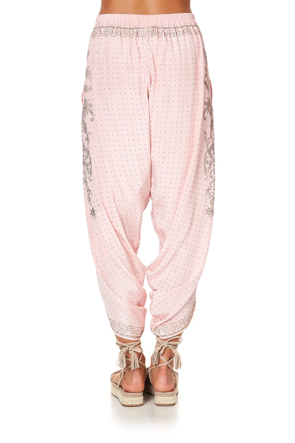 GATHERED WRAP FRONT TROUSER LUXE PINK