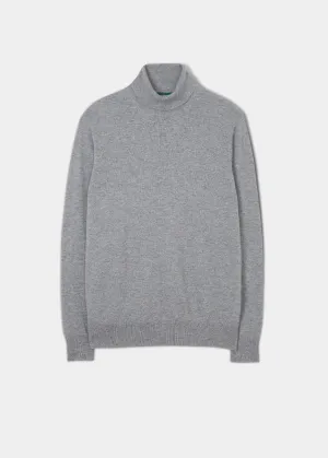 Glenure Men's Cashmere Roll Neck Jumper in Light Grey Mix - Regular Fit