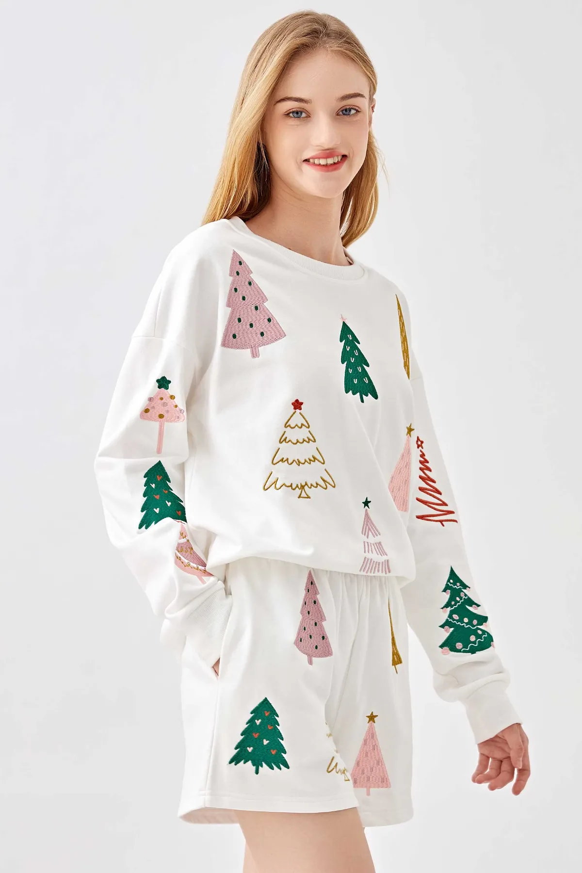 Glistening Pine Embroidery Sweatshirt