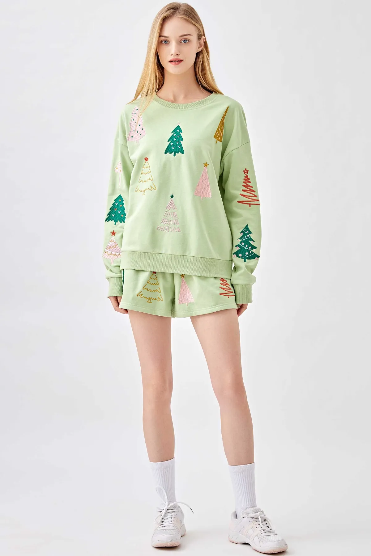 Glistening Pine Embroidery Sweatshirt