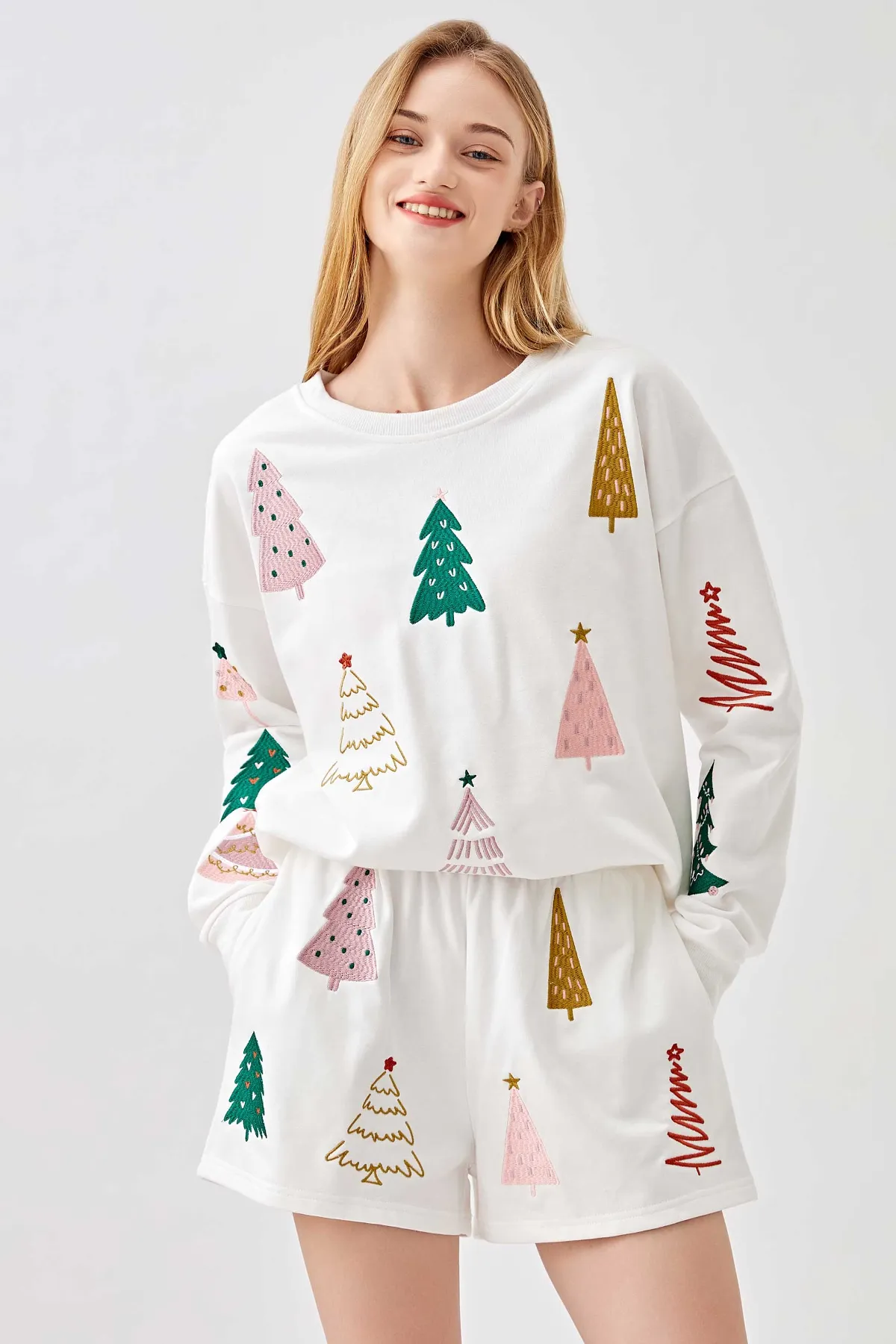 Glistening Pine Embroidery Sweatshirt