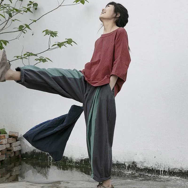 Gradient Colors Linen Harem Pants  | Lotus