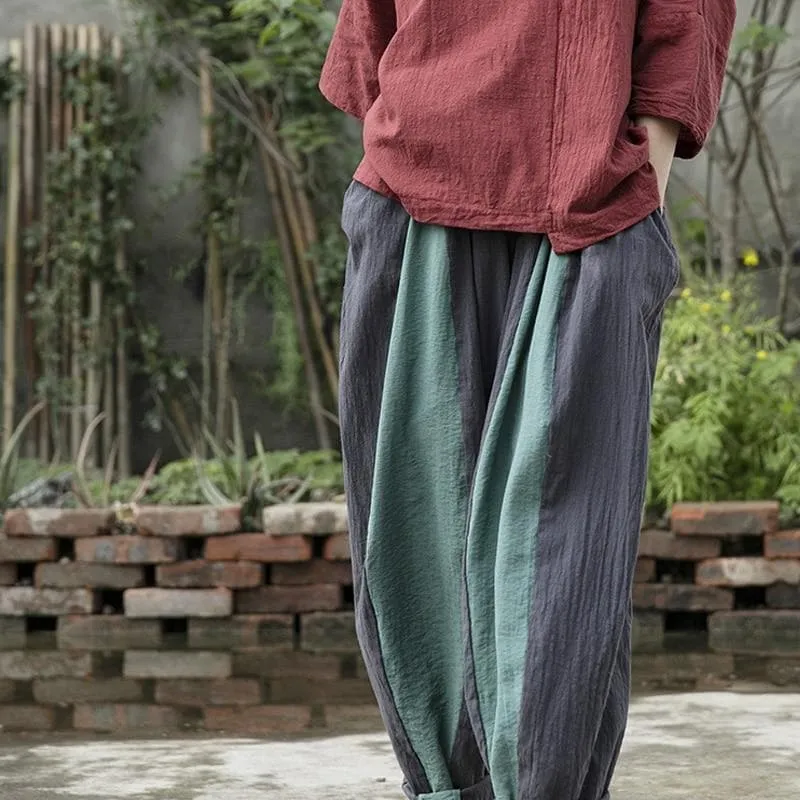 Gradient Colors Linen Harem Pants  | Lotus