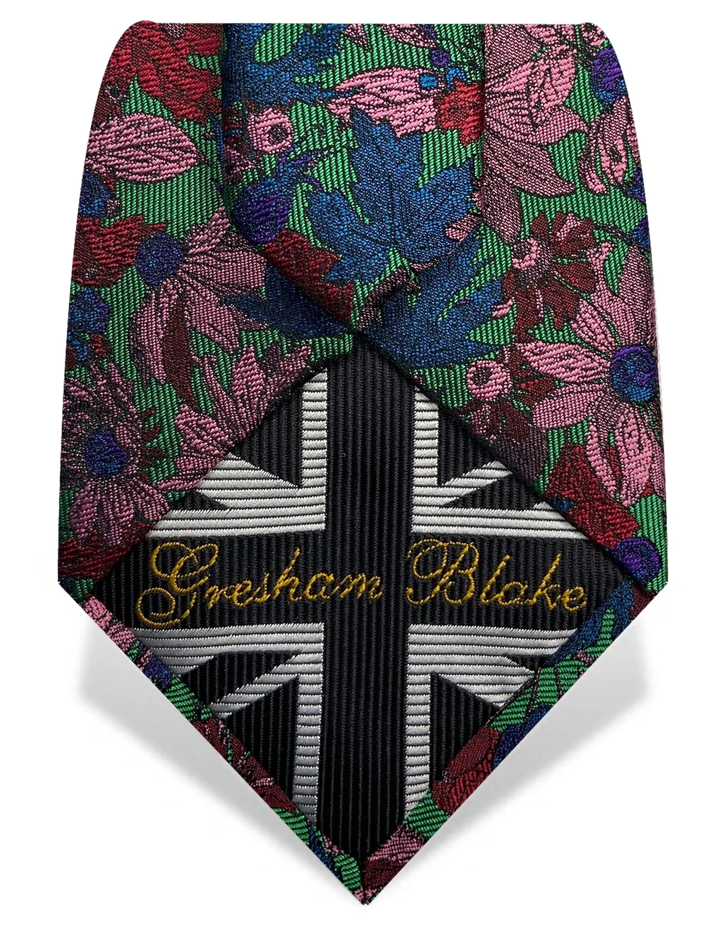 Green & Pink Winter Floral Tie