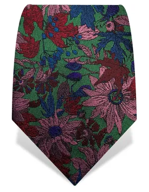 Green & Pink Winter Floral Tie