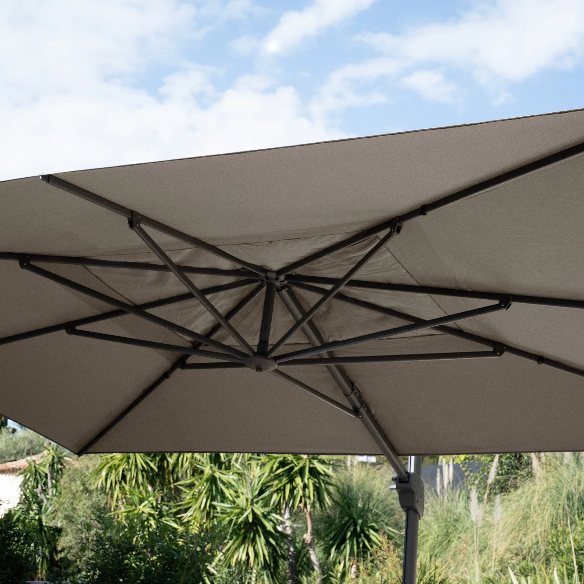 Hacienda 3m x 4m Cantilever Parasol With Granite Base & Cover in Taupe