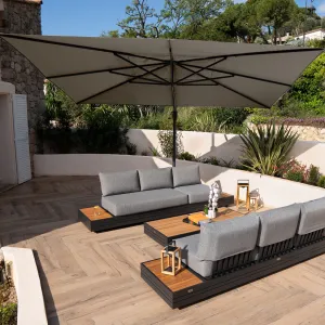 Hacienda 3m x 4m Cantilever Parasol With Granite Base & Cover in Taupe