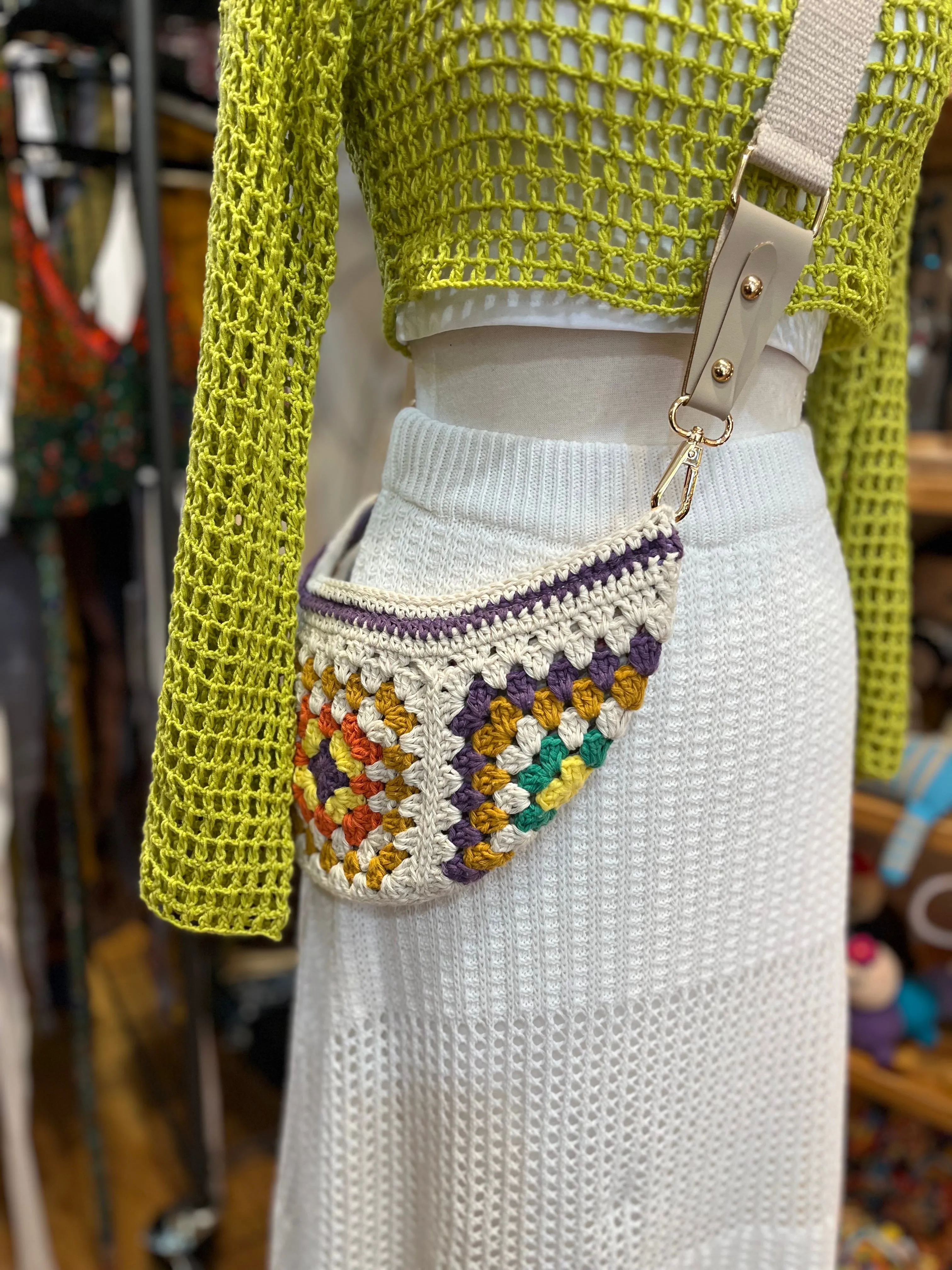 Hand Crochet Crossbody Bag Purple