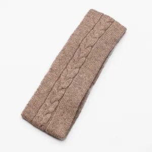 Happy to face ANYTHING Pure Cashmere Cable Headband, Donkey Brown