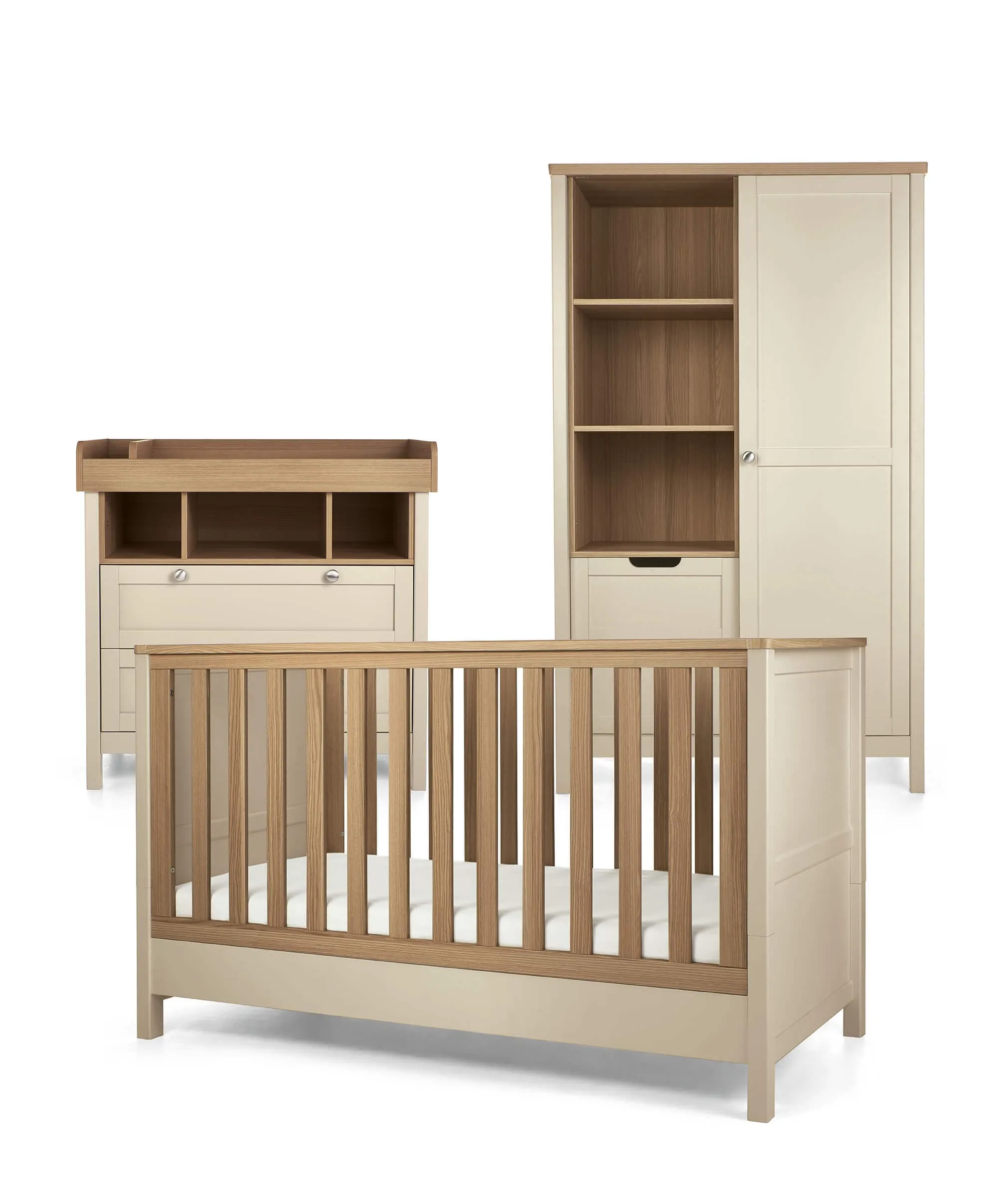 Harwell 3 Piece Cotbed Range with Dresser Changer & Wardrobe - Cashmere