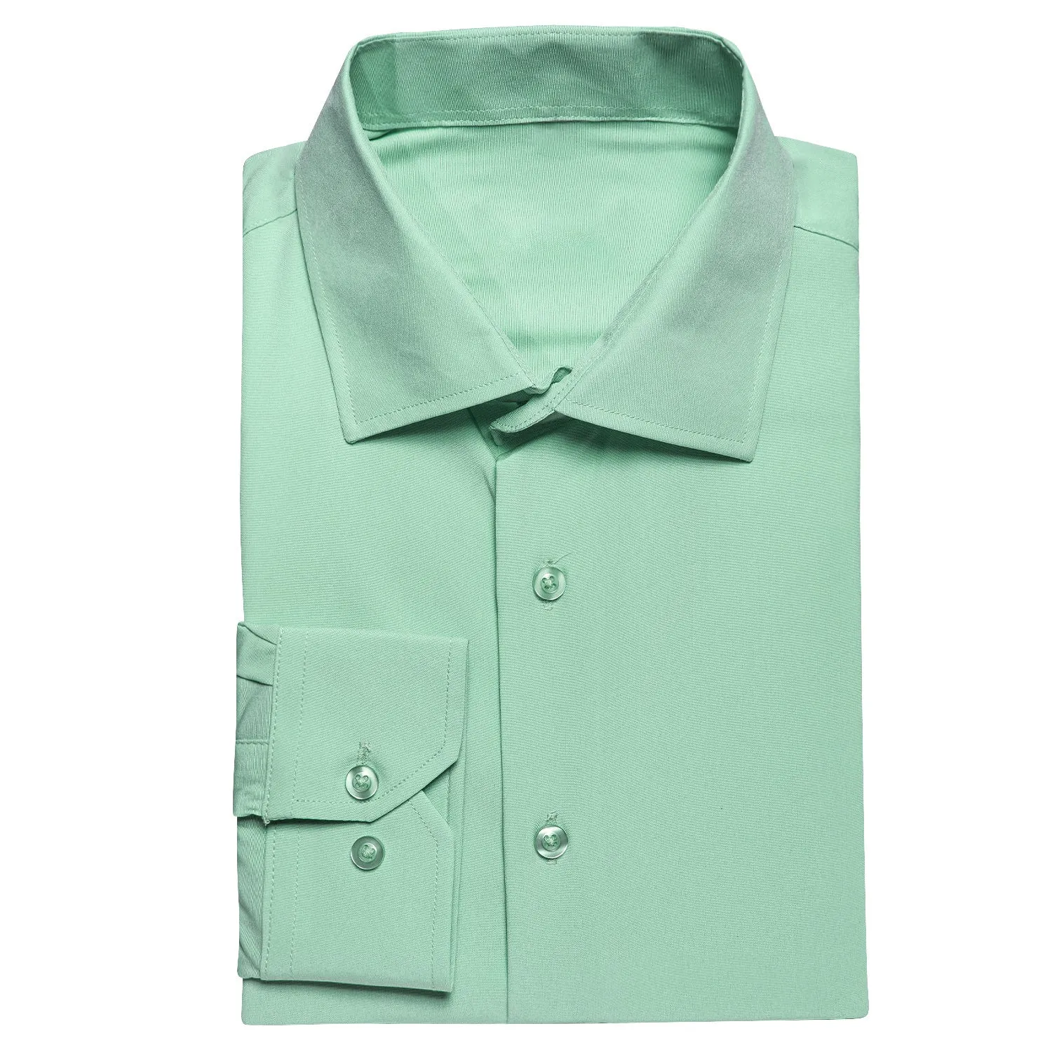 Hi-Tie Wedding Shirt Mint Green Solid Stretch Men's Light Green Top