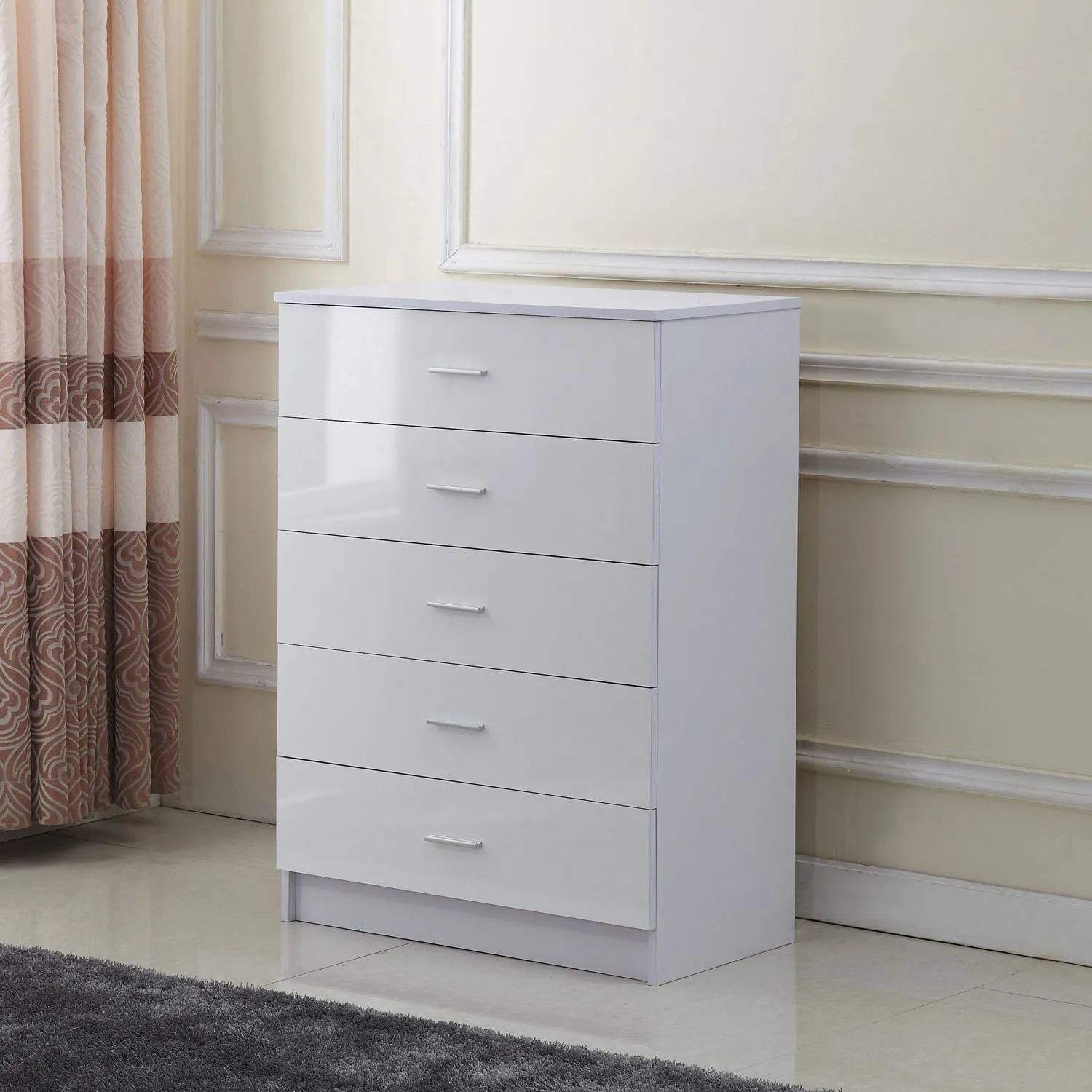 High Gloss 3 Piece Trio Bedroom Furniture Set Wardrobe   Chest Of Drawer   Bedside White