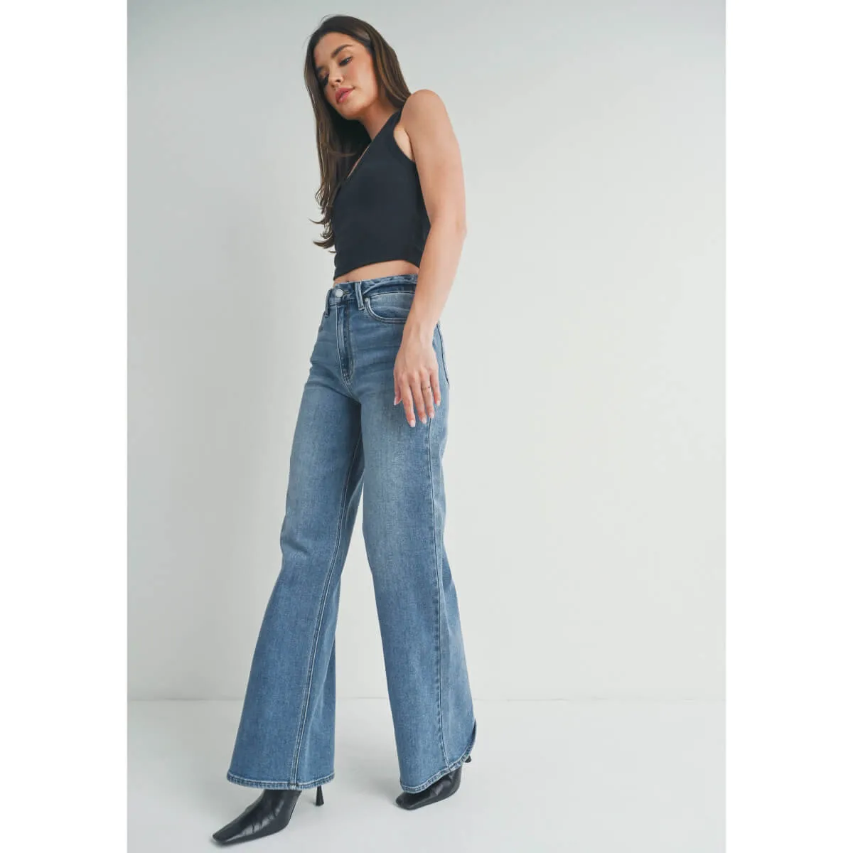 High Rise Palazzo Wide Leg Jean