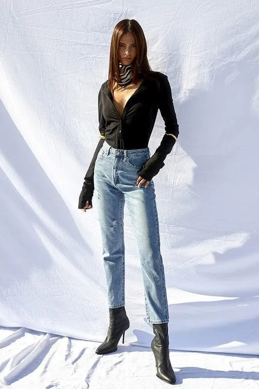 High Rise Premium Straight Leg Jeans