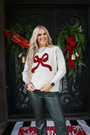 Holiday Class Bow Oatmeal Sweater