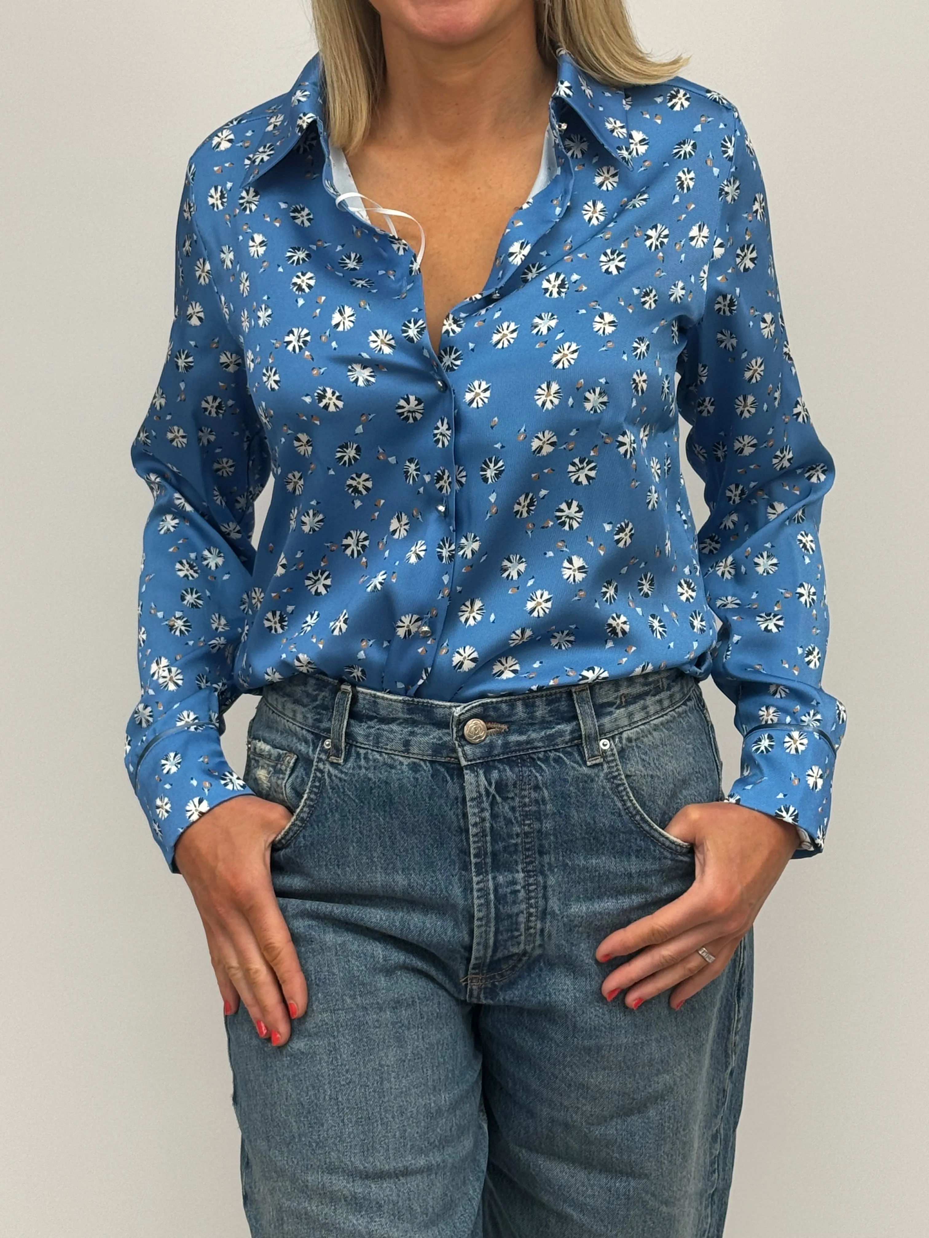 IBLUES Cornflower Blue Flower Blouse