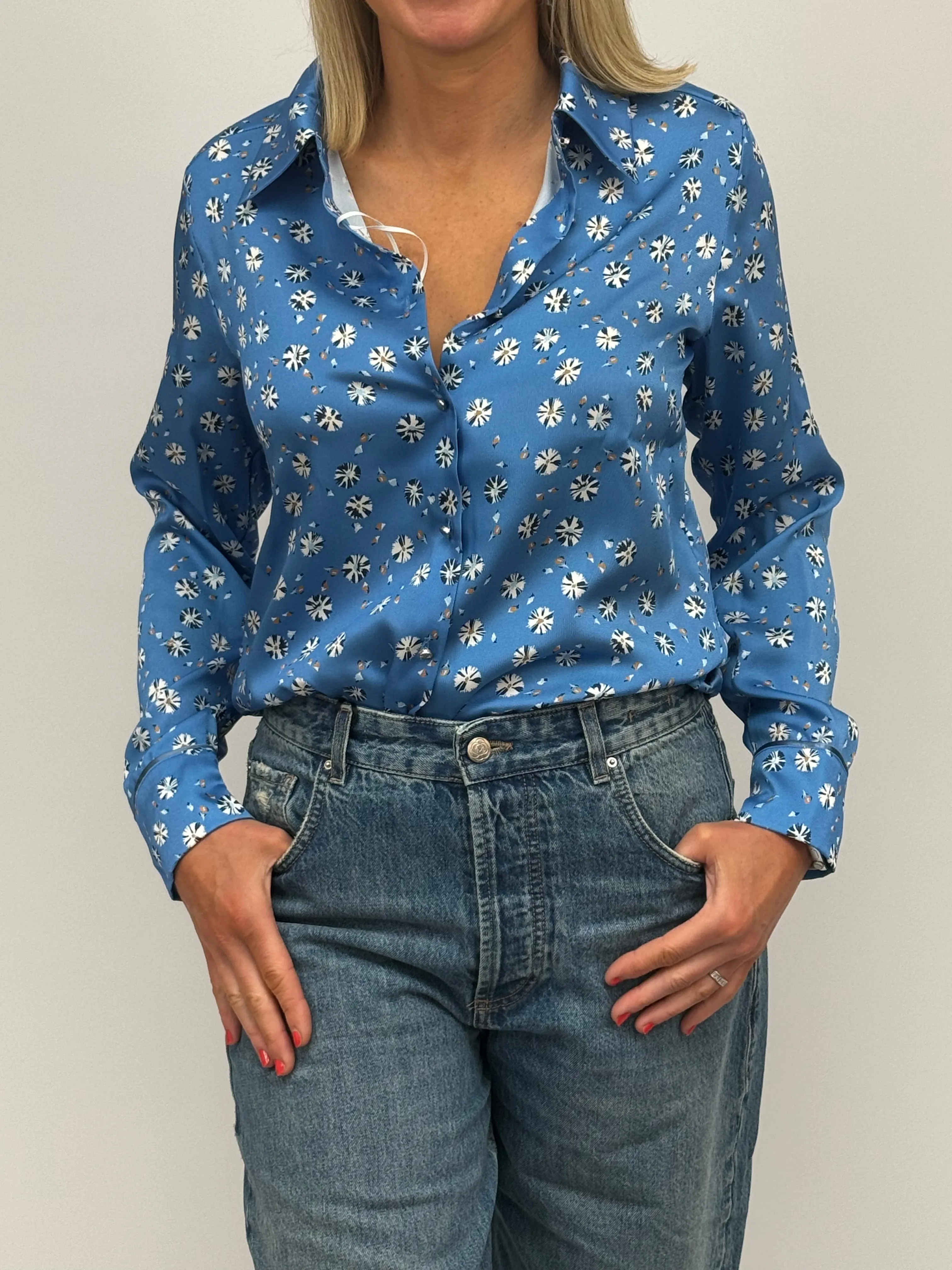 IBLUES Cornflower Blue Flower Blouse