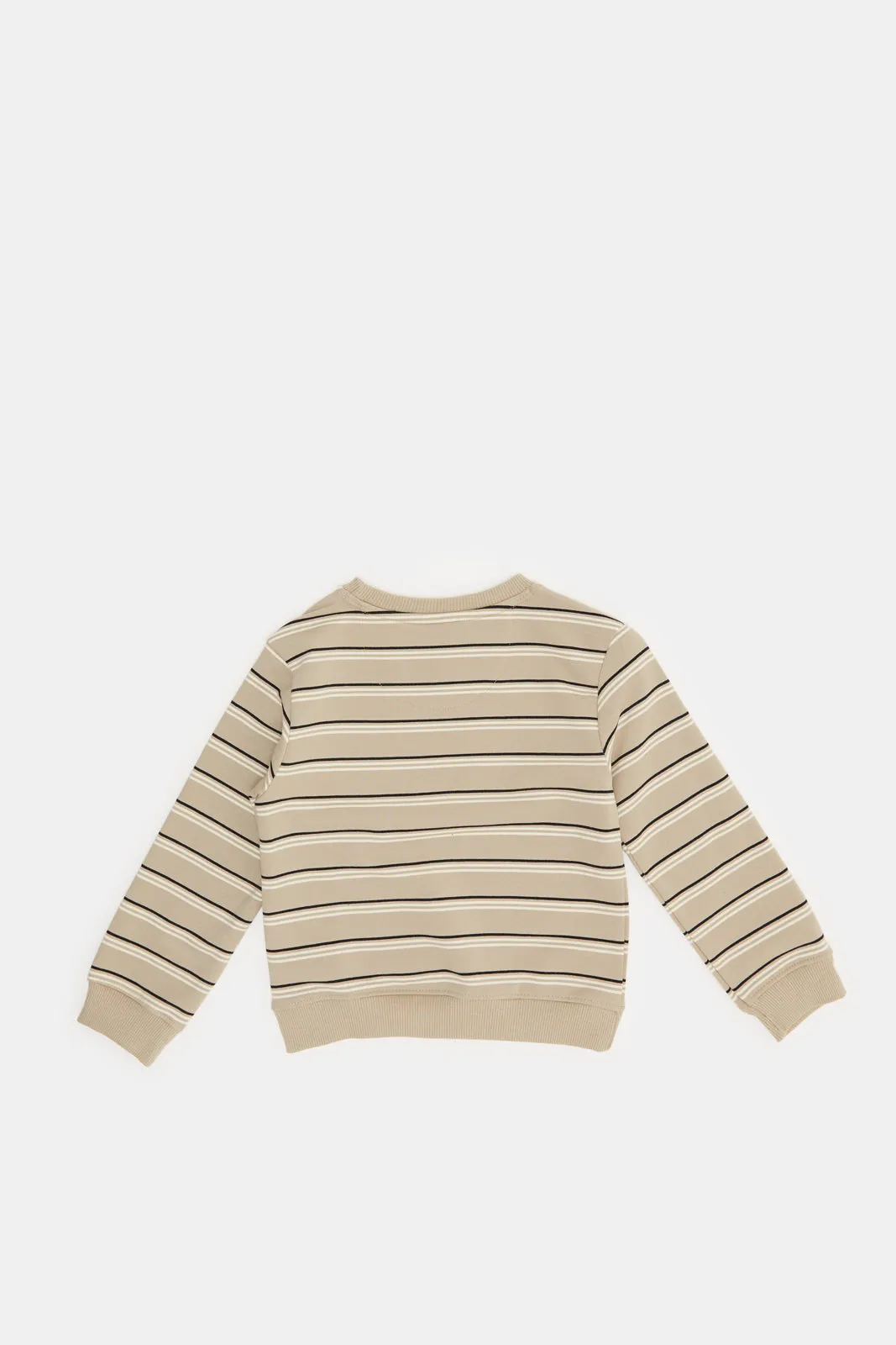 Infant Boys Beige Striped Round Neck Sweatshirt