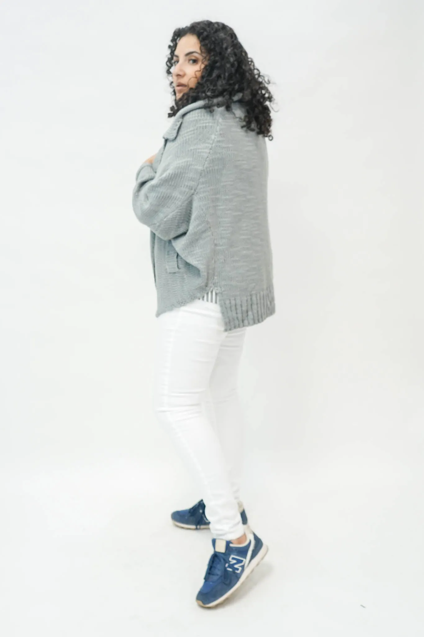 Ira Shawl Cardigan in Gray