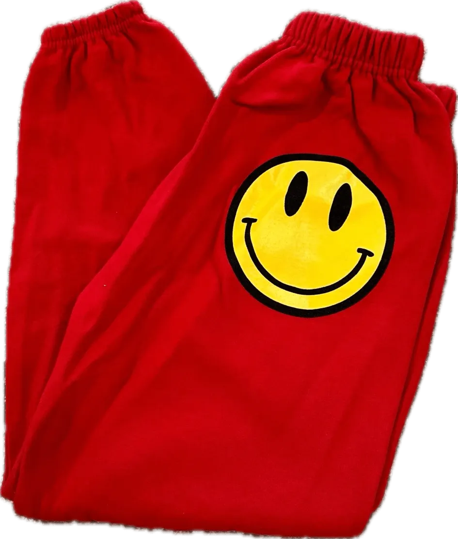 JET Happy Face Sweatpants in Red