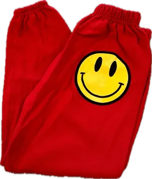 JET Happy Face Sweatpants in Red