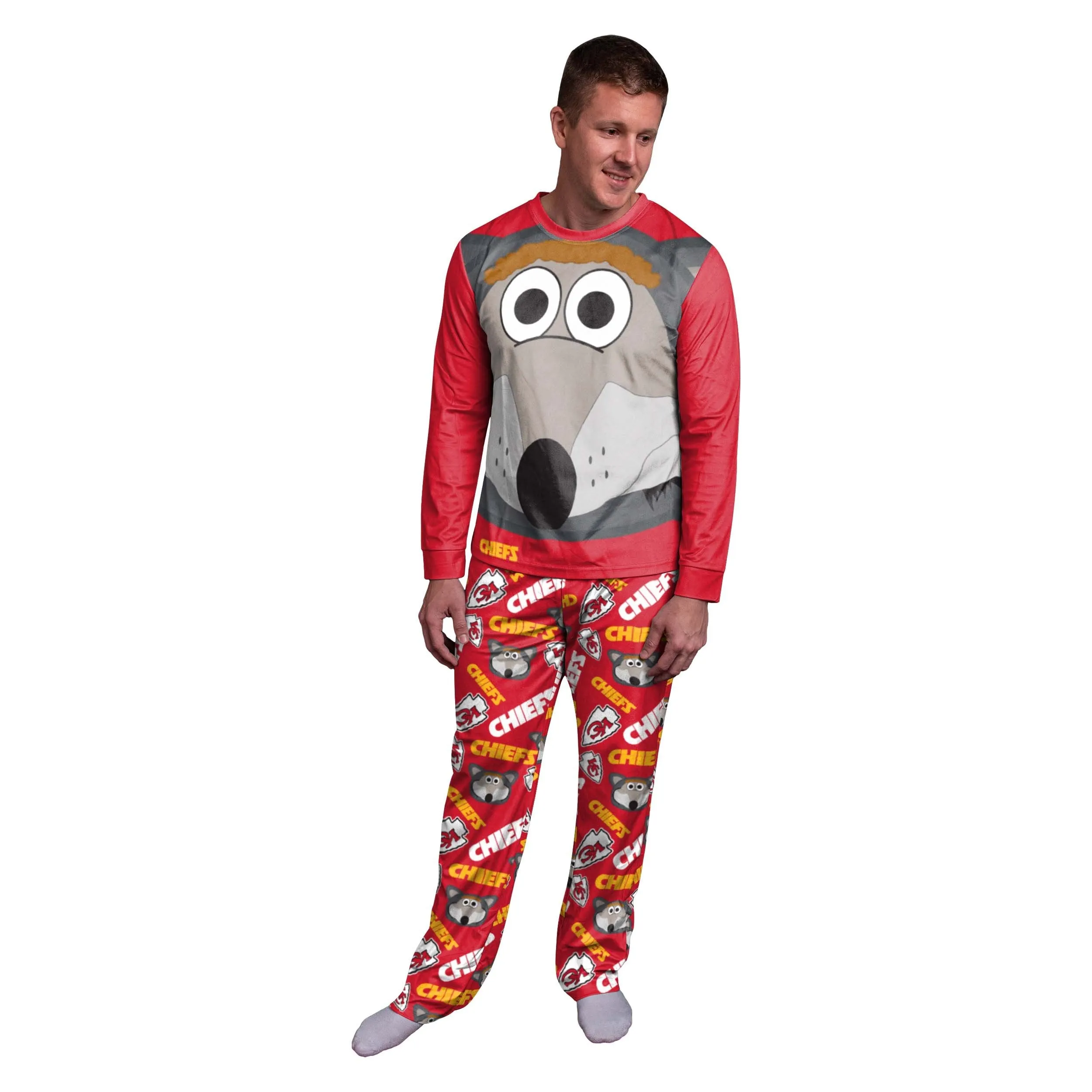 Kansas City Chiefs NFL KC Wolf Mascot Pajamas