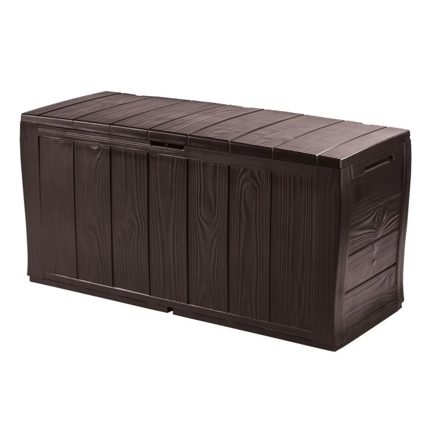 Keter Sherwood 270L Brown Garden Storage Box Deck Chest Sturdy Weatherproof Lockable