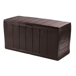 Keter Sherwood 270L Brown Garden Storage Box Deck Chest Sturdy Weatherproof Lockable