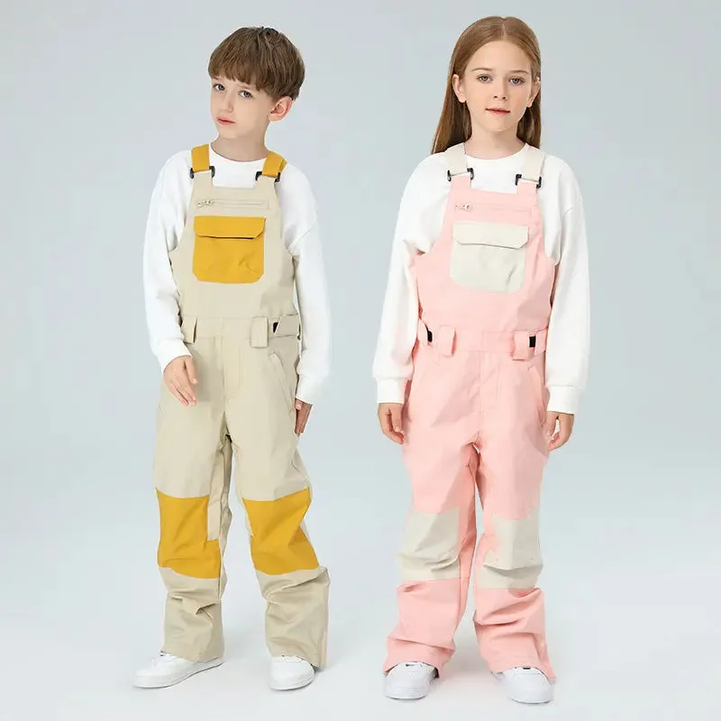 Kids Colorblock Ski Overall Bib Pants