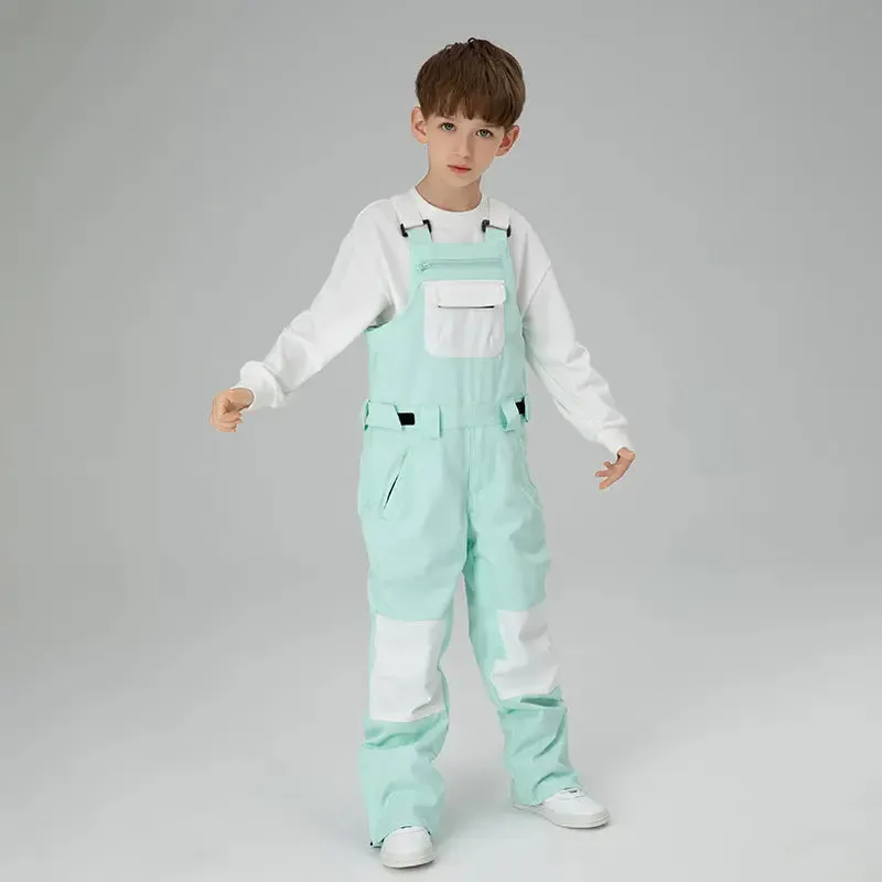 Kids Colorblock Ski Overall Bib Pants