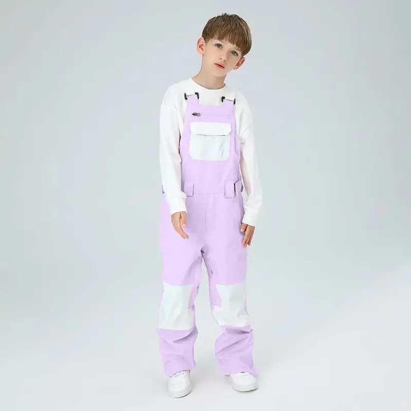 Kids Colorblock Ski Overall Bib Pants