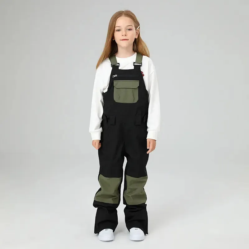 Kids Colorblock Ski Overall Bib Pants